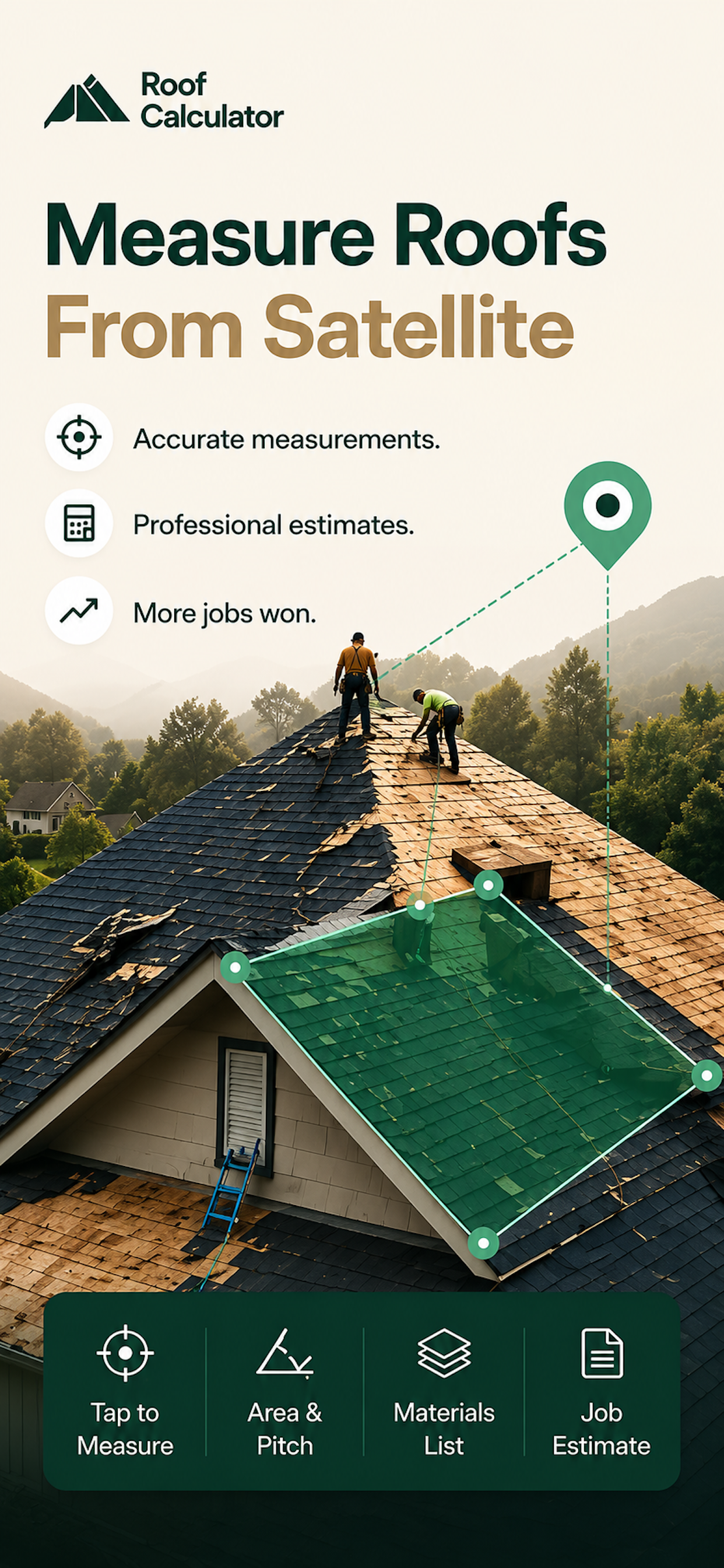 Roof Calculator and Estimator app satellite roof measurement screen